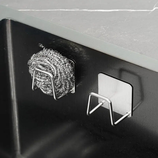 Kitchen Stainless Steel Sink Sponges Holder Self Adhesive Drain Drying Rack Kitchen Wall Hooks Accessories Storage Organizer